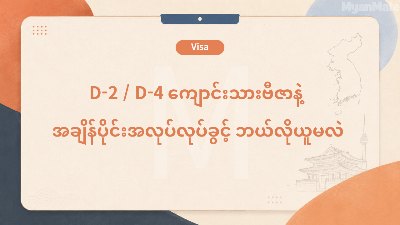 D-2 and D-4 student part-time work permit guide for Myanmar students in Korea